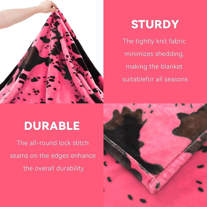 Hot Pink Throw Blanket - Cozy Lightweight Decorative Fleece Blanket for Couch, Bed, Sofa, Dorm, Home Decor, Pink Birthday Gifts for Women, Girls, Teens (50x60 Inches)