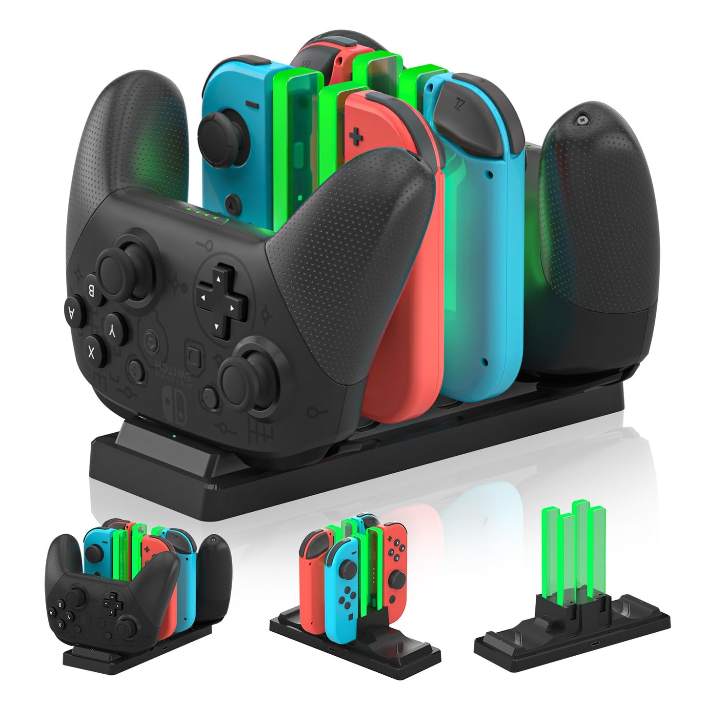Controller Charger Dock for Nintendo Switch – 6 in 1 Charging Station for 4 Joy-Cons & 2 Pro Controllers, LED Indicator, Quick USB Charging, Not Compatible with Switch 2 Joycon