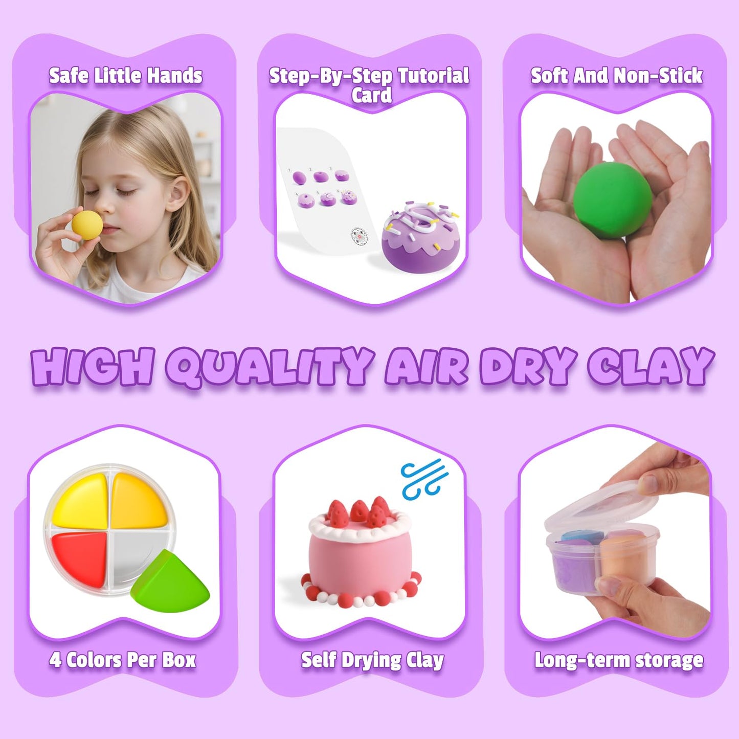 Air Dry Clay for Kids - Modeling Clay Kits, Ultra Light & Soft, Safe & Non-Toxic, 12 Boxes DIY Model Magic Clay with Sculpting Tools & Tutorials, Individual Packs, Creative Art Crafts Toys Gifts