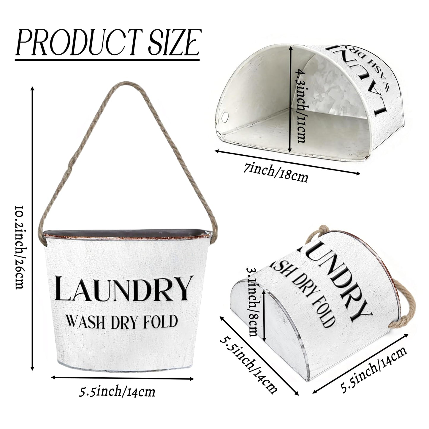Lukpanda Laundry Room Decor - 2 Pcs Rustic Farmhouse Wall-Mounted Planters, Decorative Flower Pots for Laundry Room Walls, 6.2x5.5x4.3 Inches | Greenery Not Included
