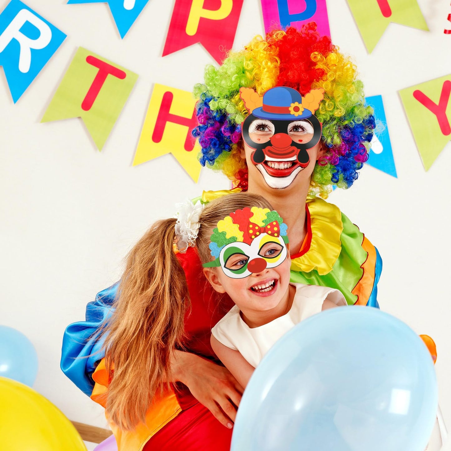 Harrycle 32 Pcs Circus Party Decorations Clown Glasses Carnival Photo Booth Props for Birthday Baby Shower Supplies