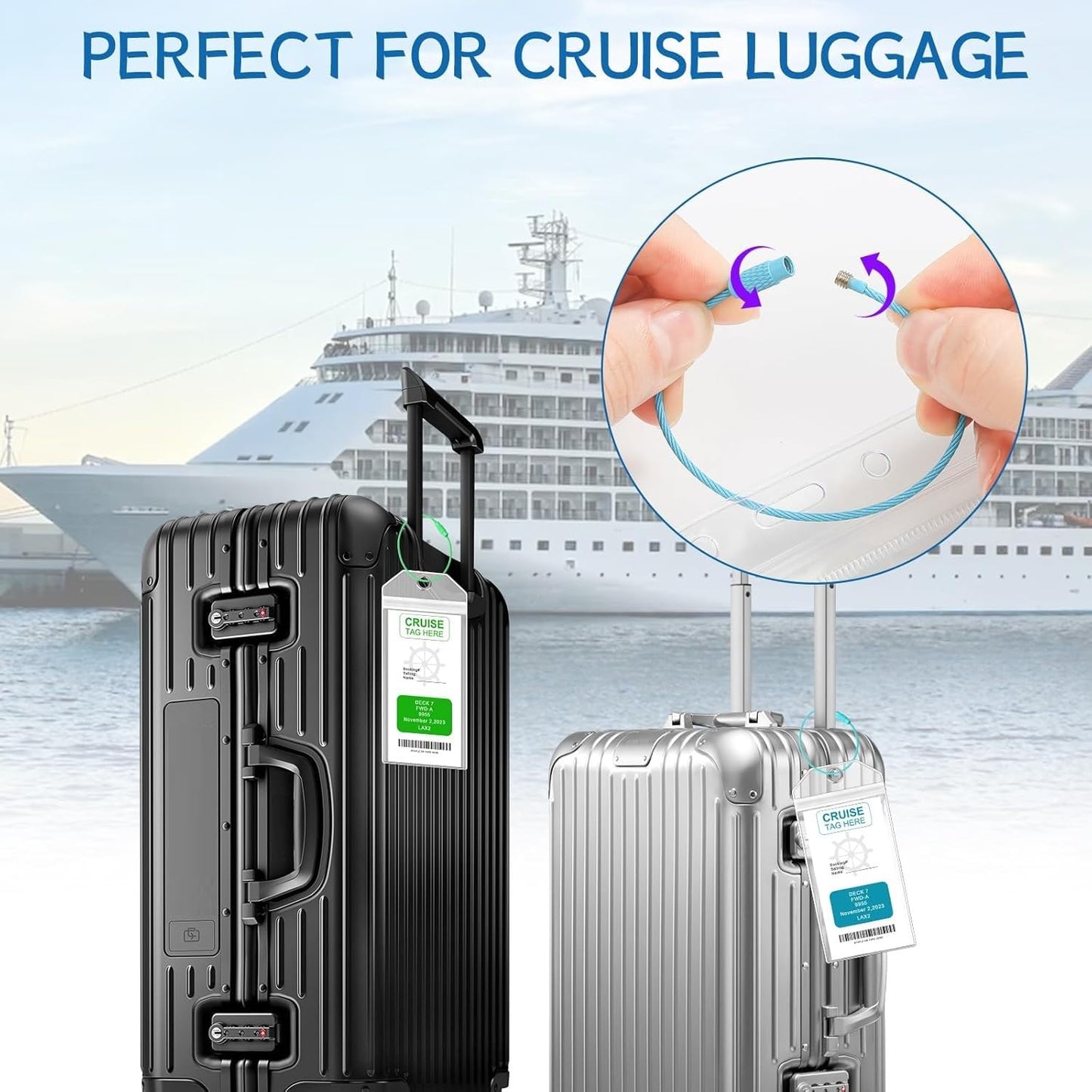 8 Pack Cruise Lanyards Set for Ship Cards, with Retractable Badge Reel Waterproof Luggage Tag Holders Id Card Holders, Sea-Themes Pattern for All Cruises Ticket Key Cards Luggage Tag