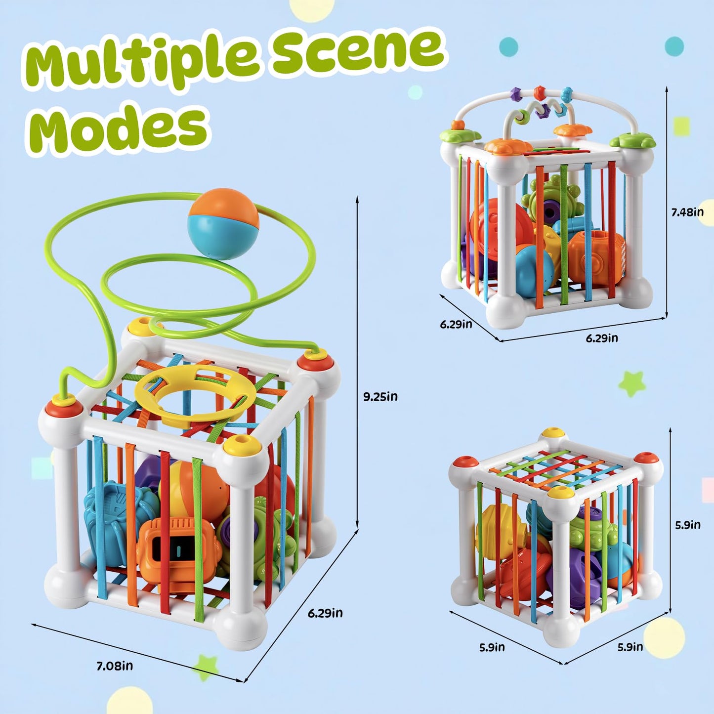 Aprilwolf Montessori Sensory Cube for Toddlers 18 Months + | Educational Activity Center with Elastic Sides | Baby Learning Toys, Wonderful Gift for Birthday Boys & Girls