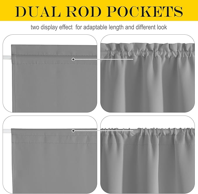 NICETOWN French Door Curtain for Door Window, Privacy Thermal Insulated Window Covering for Patio Front Sidelight Panel, W36 x L50 inch, 1 Panel, Silver Grey