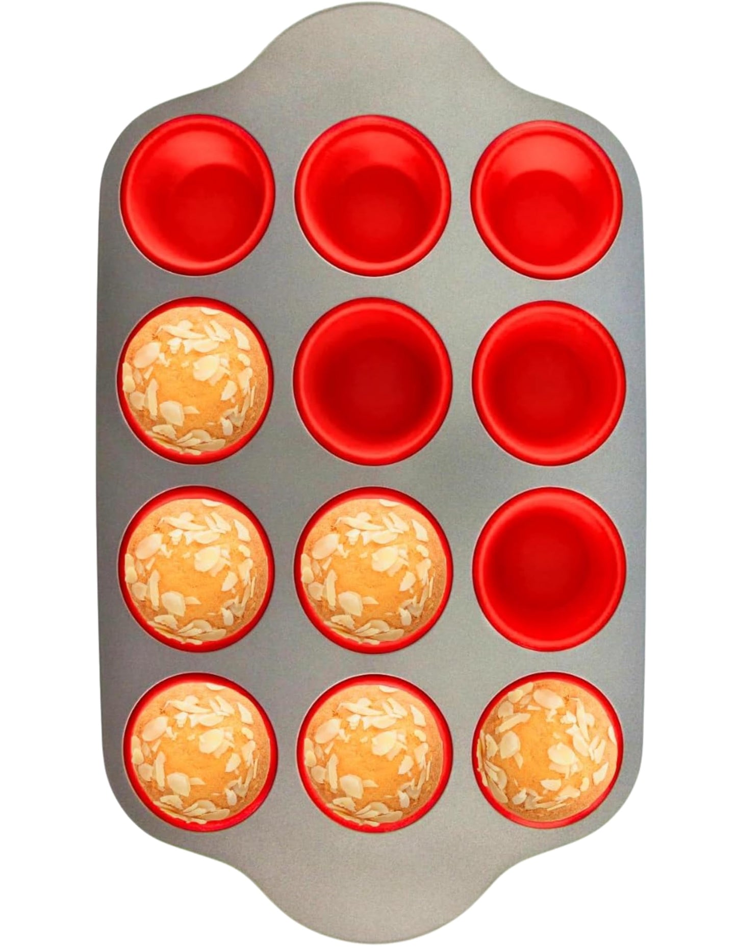 Boxiki Kitchen Non-Stick 12 Cup Silicone Muffin Pan with Steel Frame - BPA Free, Non-Toxic, Anti-Warp, Durable & Easy to Pop Silicone Muffin Tin - Perfect Cupcake Pan