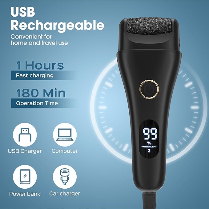 Electric Callus Remover for Feet - Larger Grinding Head&3Speed, Foot Care Pedicure Callus Shaver Foot Scrubber Deadskin Remover, Waterproof Pedicure Tool Foot File for Deadskin Dry Crack Skin Calluses