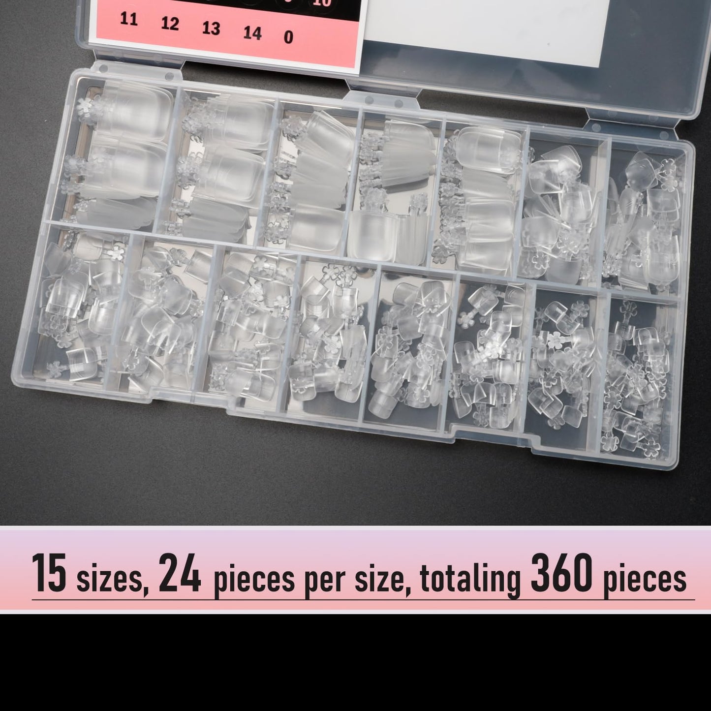 Wellquinn 360pcs Toe Nail Tips with Shaping Guide Lines, Press On Full Cover Toenail Tips for Wide Long Nail Bed, False Toes Extension, Acrylic & Gel Toe Extension Kit Clear 15 Sizes