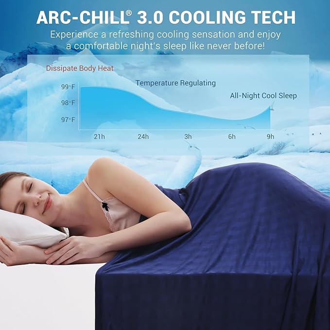 Elegear Revolutionary Cooling Blanket Queen, Absorbs Heat to Keep Body Cool for Night Sweats, Double Sided Arc-Chill3.0 Cool Fiber Q-Max>0.5, Lightweight Summer Cold Blankets Sleeping 79" x 86"