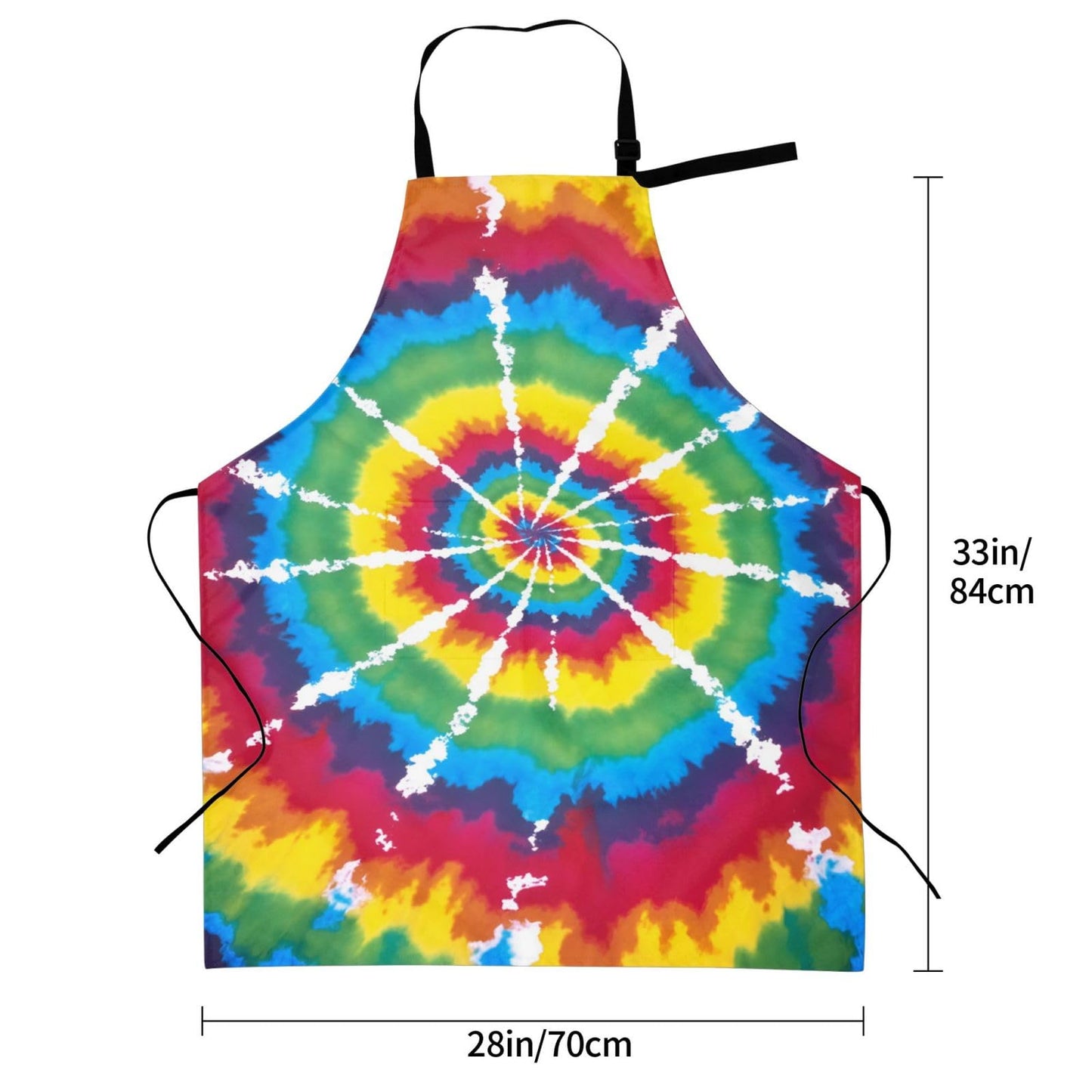 Abucaky Rainbow Tie Dye Waterproof Apron For Adults Colorful Tie-Dye Chef Bib With 2 Pockets For Kitchen Bbq Crafting Drawing
