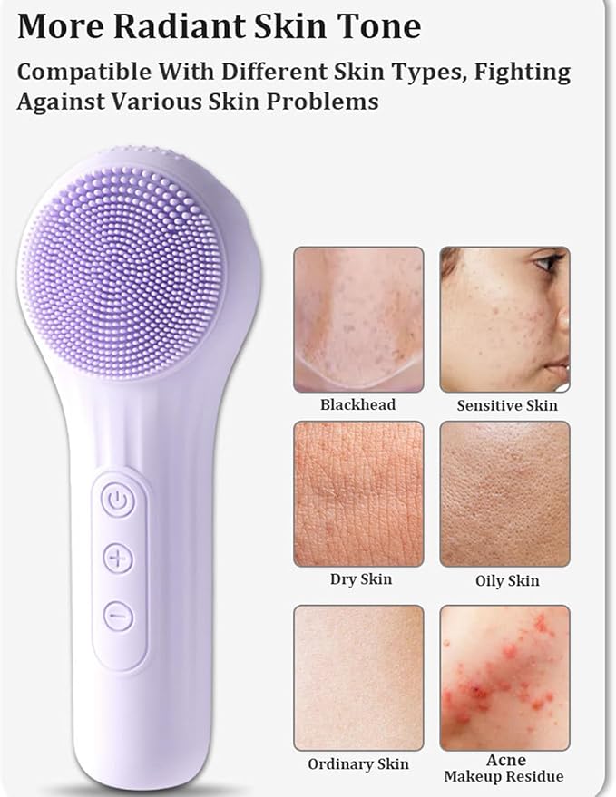 Facial Cleansing Brush face Scrubber Waterproof and Rechargeable Face Scrub Brush for Men & Women, Electric Silicone Face Scrubber for Facial, Electric Deep Cleaning, Exfoliating and Massaging