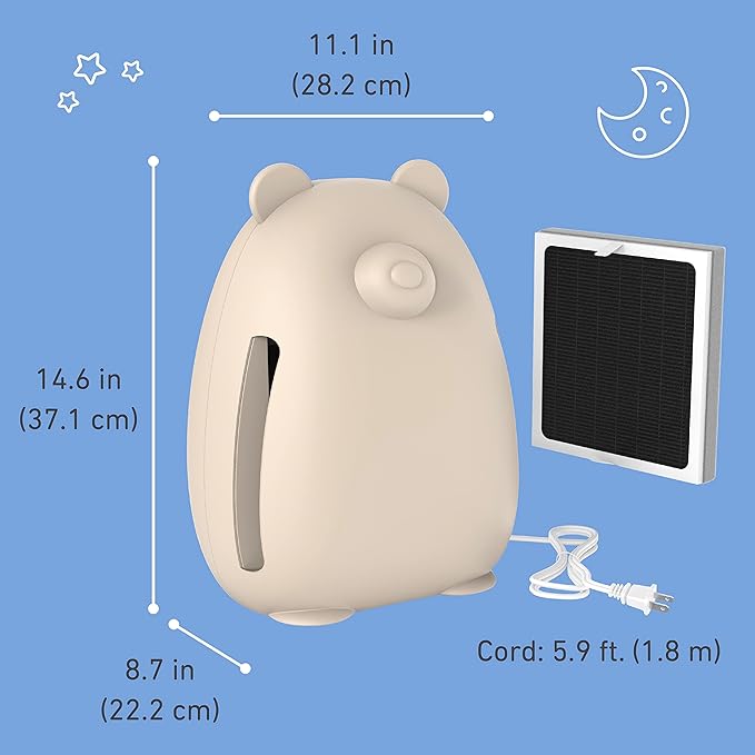 Pure Enrichment PureBaby Kids Bear Air True HEPA Air Purifier - Energy Star Rated, 4 Stage Filtration, UV-C Light, Night Light for Medium-Large Rooms - Baby Nurseries, Kid Bedrooms (Sweet Oat)