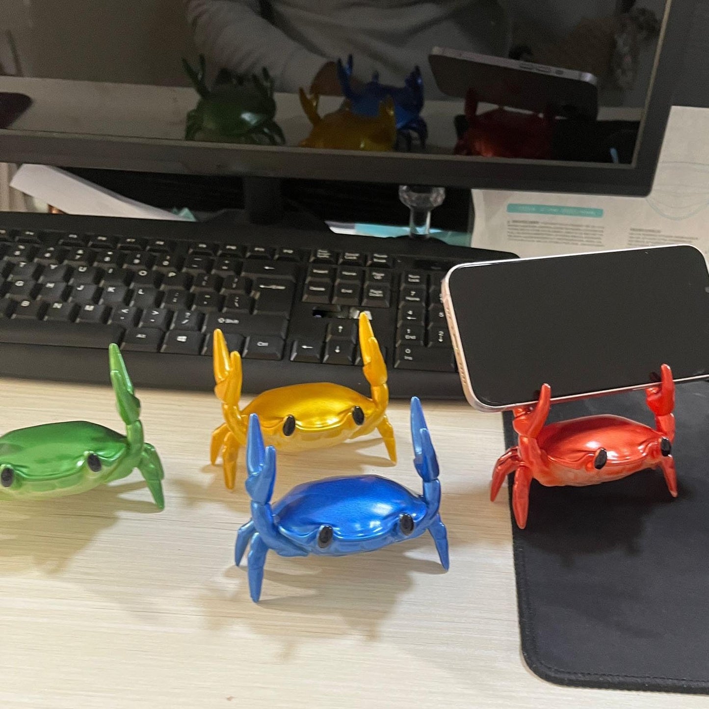 LOGUTIA Crab Phone Stand Ornament - Crab Pen & Pencil Holder in Red