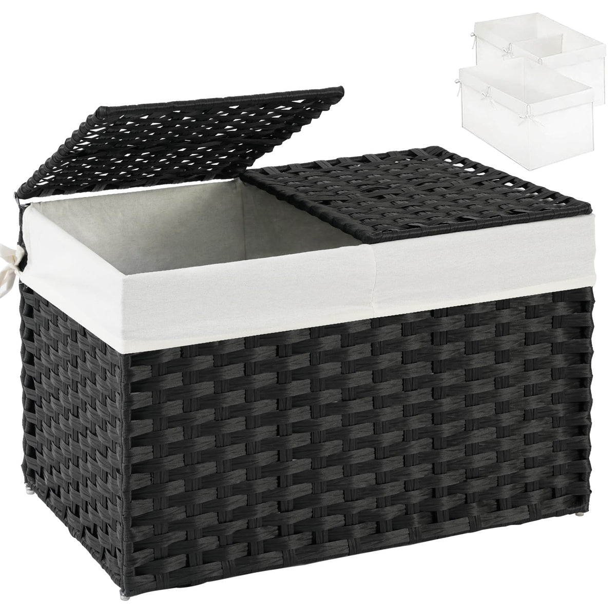 Storage Basket with Lid PE Rattan Storage Basket 105L
