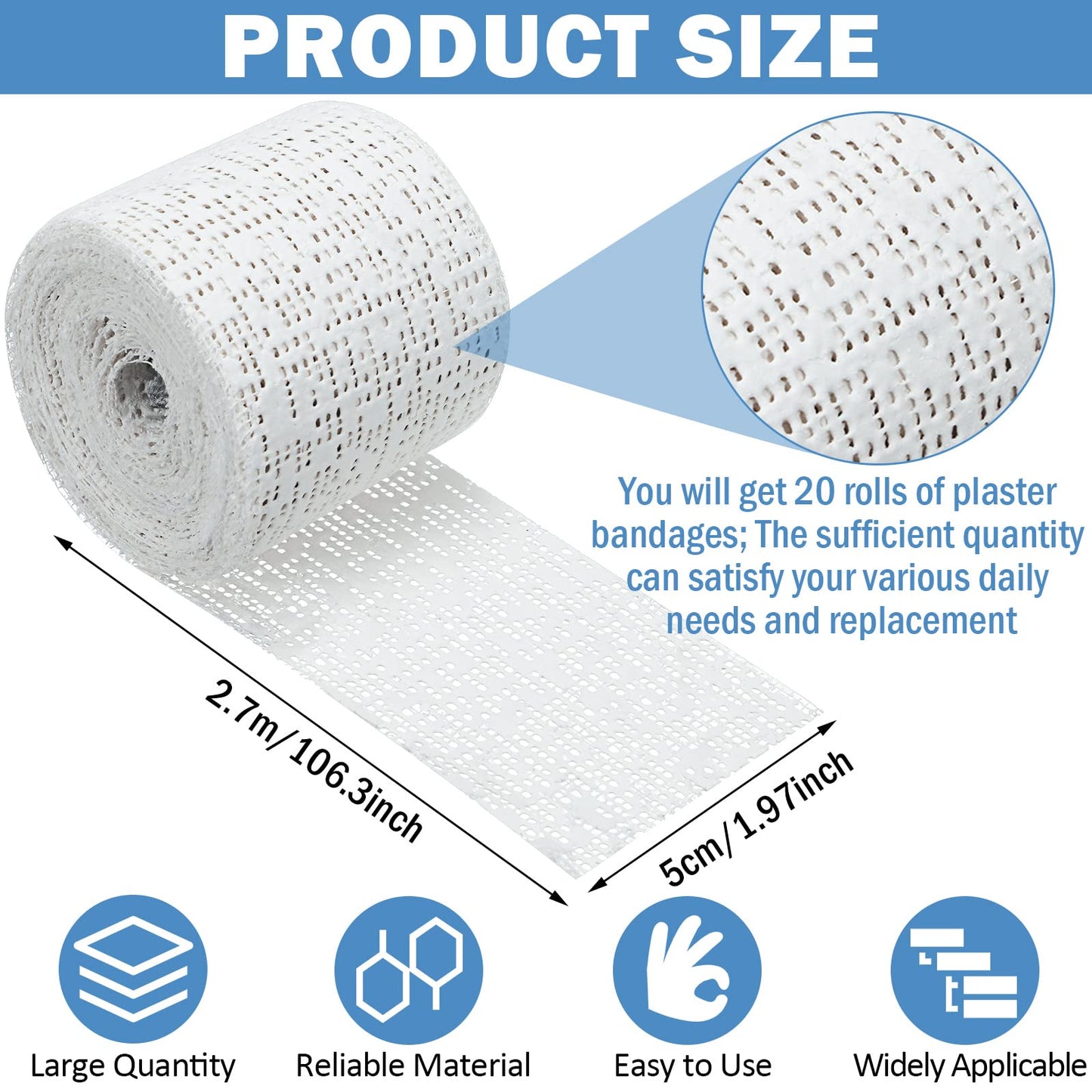 Treela Plaster Cloth Rolls Gauze Bandages Rolls Strips for Belly Casts, Scenery Molds, Mask Making, Art Projects, Body Casts, Craft Supplies(2 Inch x 59 Yard)