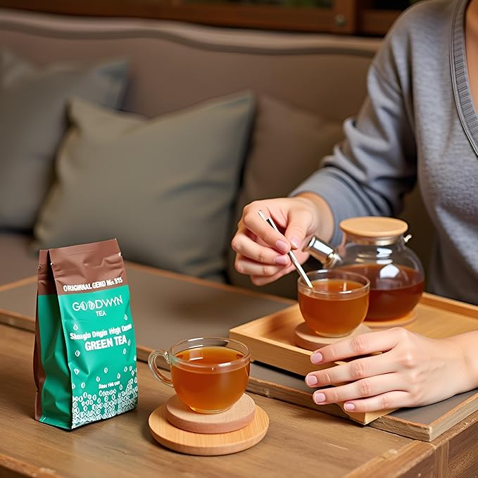 Goodwyn Pure Green loose leaf – 125 Cups (250g / 8.8 oz) Family Pack | Perfect for hot or iced, Low Caffeine, Sugar Free, Indian Herbal Green Tea with Grassy Flavor & Delicate Aroma | Premium Handpicked Whole Leaves tea