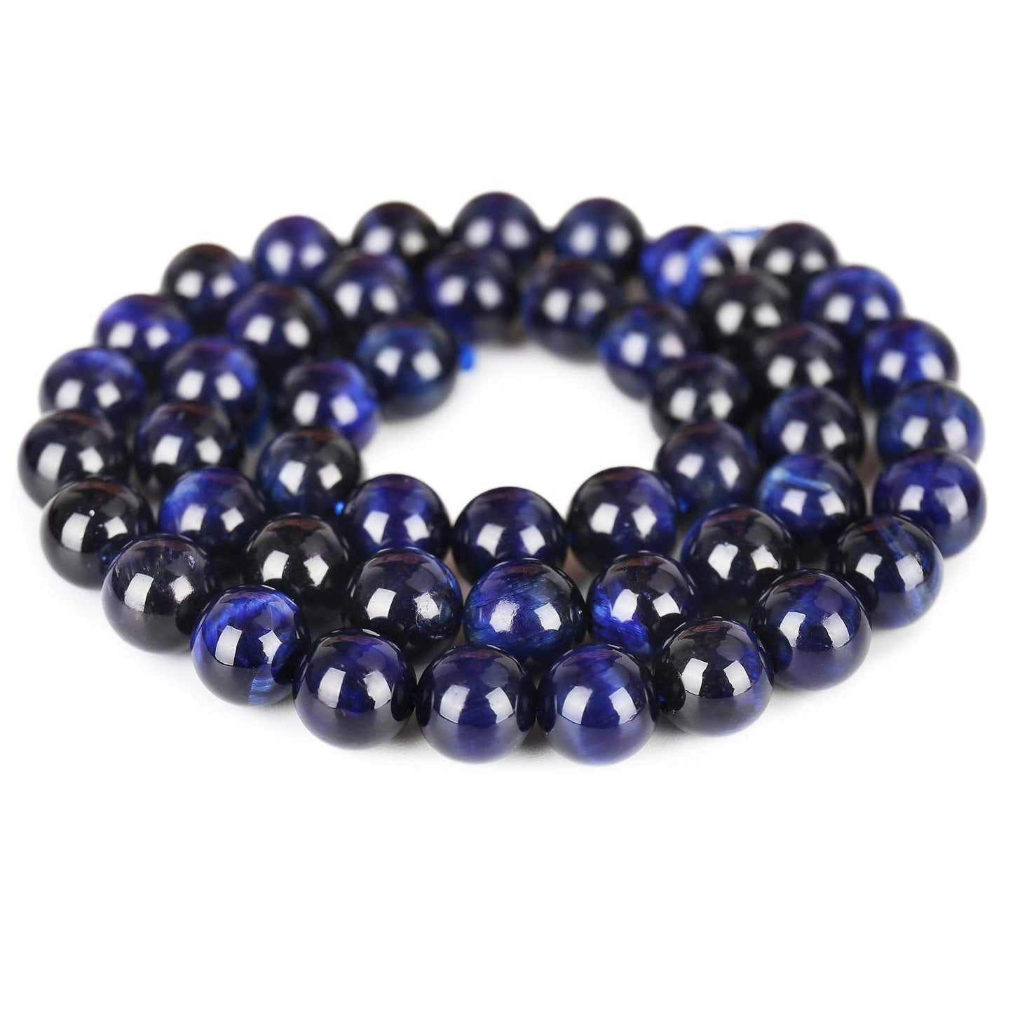 Natural Blue Tiger Eye Beads, Grade AAA Gemstone Round Loose Beads 10MM 40PCs Bulk Lot Options, Semi Precious Stone Beads for Jewelry Making