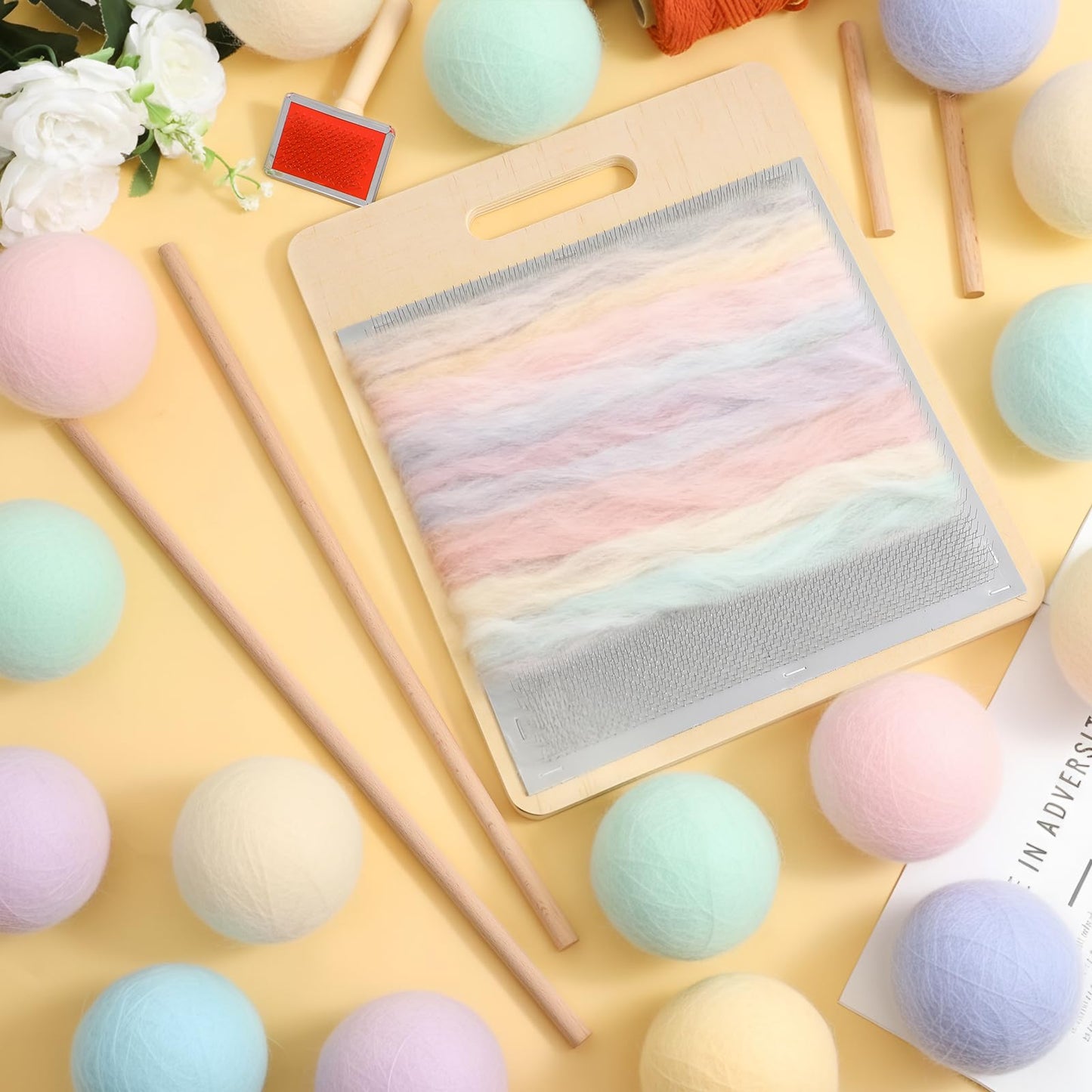 4 Pcs Wool Blending Board Carding Brush Set, Wool Hand Carders, Wooden Carding Brush, Felted Carder for DIY Projects, Felt Needle Project Craft
