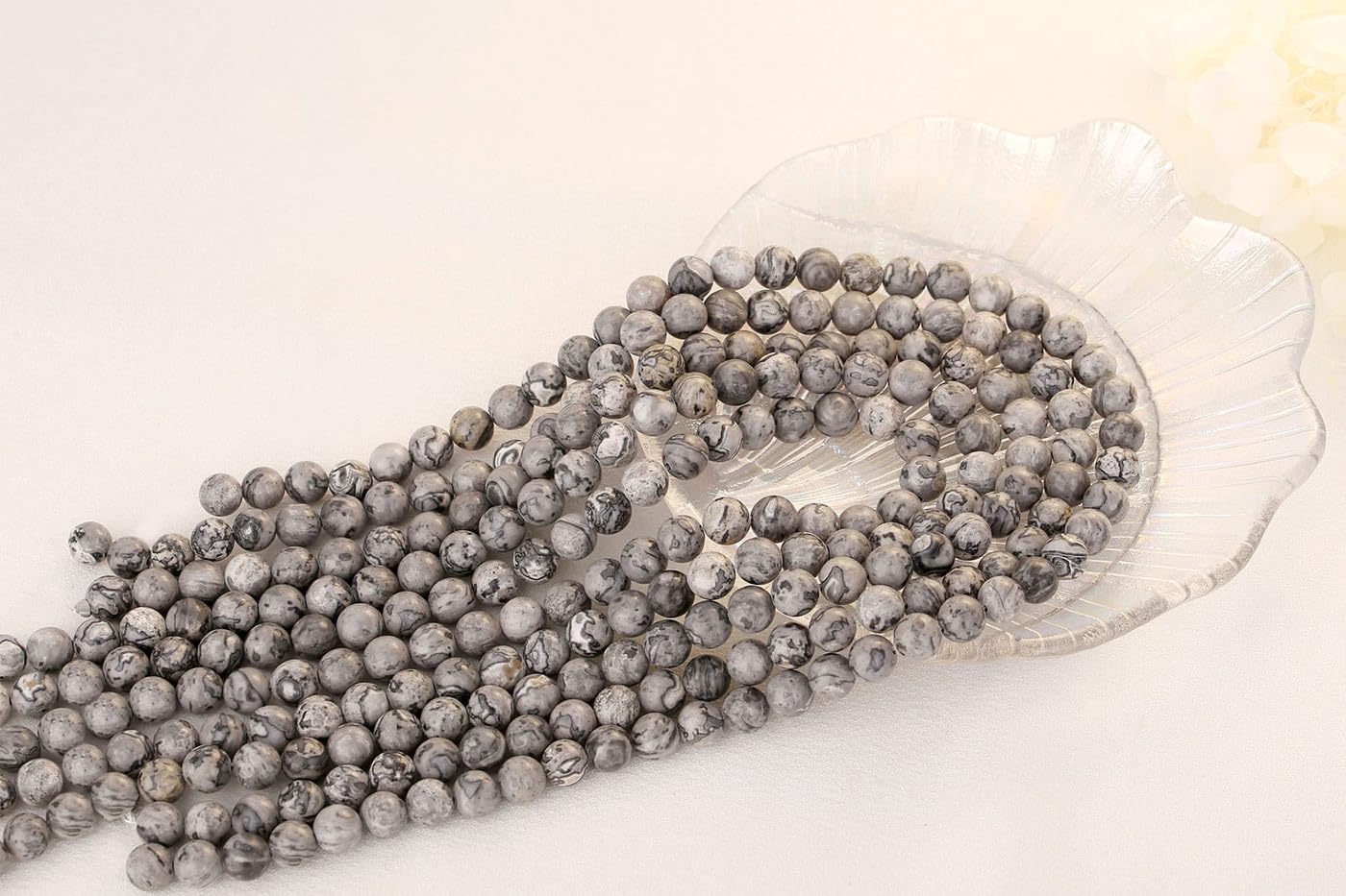 QINJIEJIE 100PCS Map Jasper Beads 8mm Natural Stone Beads Round Loose Gemstone Bead for Bracelet Beading Crystal Jewelry Making DIY Necklace Earrings 0.32"