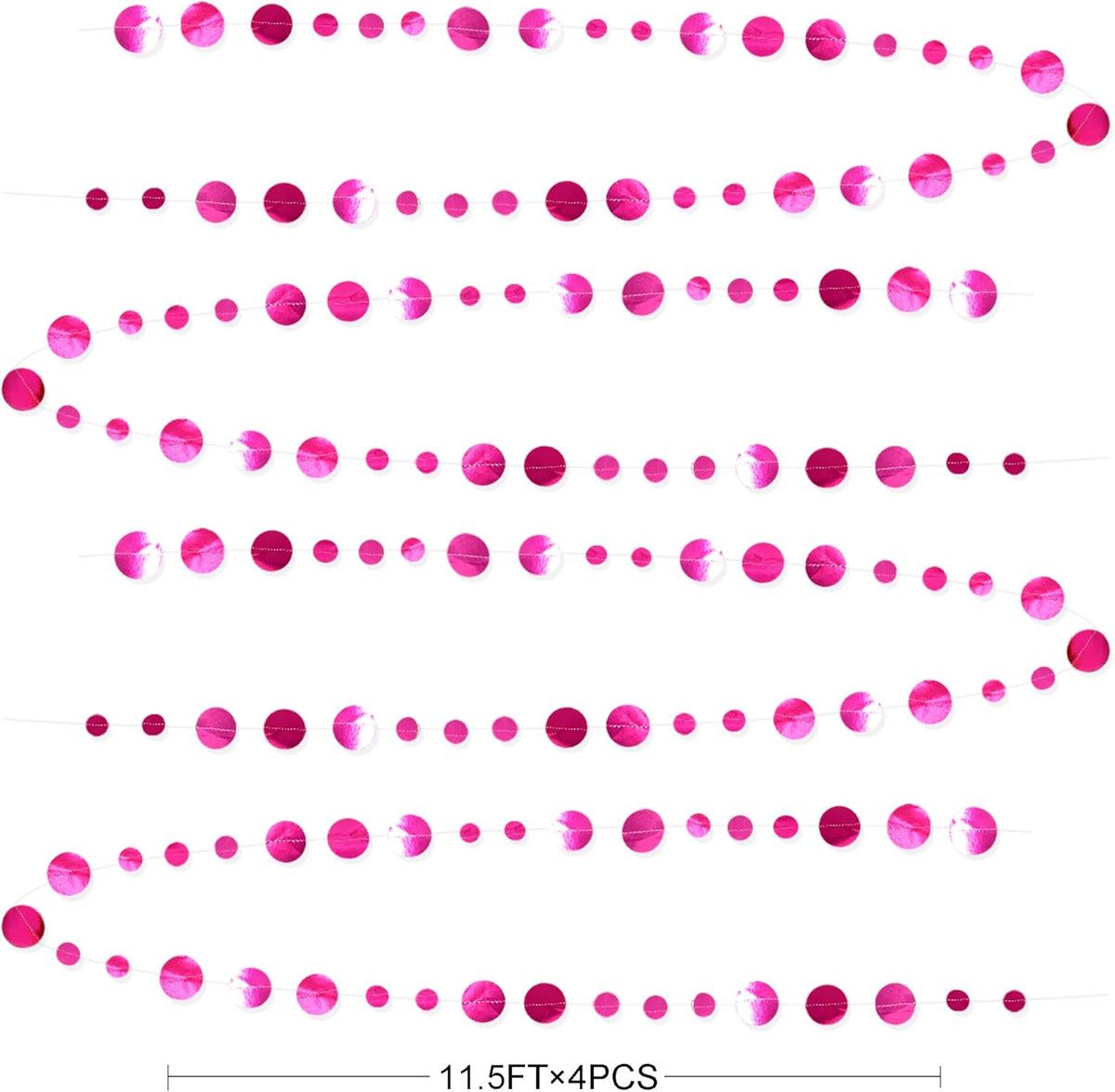 Hot Pink Party Decorations Circle Dots Garland Metallic Rose Pink Hanging Paper Polka Dots Streamer for Bachelorette Birthday Engagement Wedding Bridal Shower Anniversary Baby Shower Party Supplies