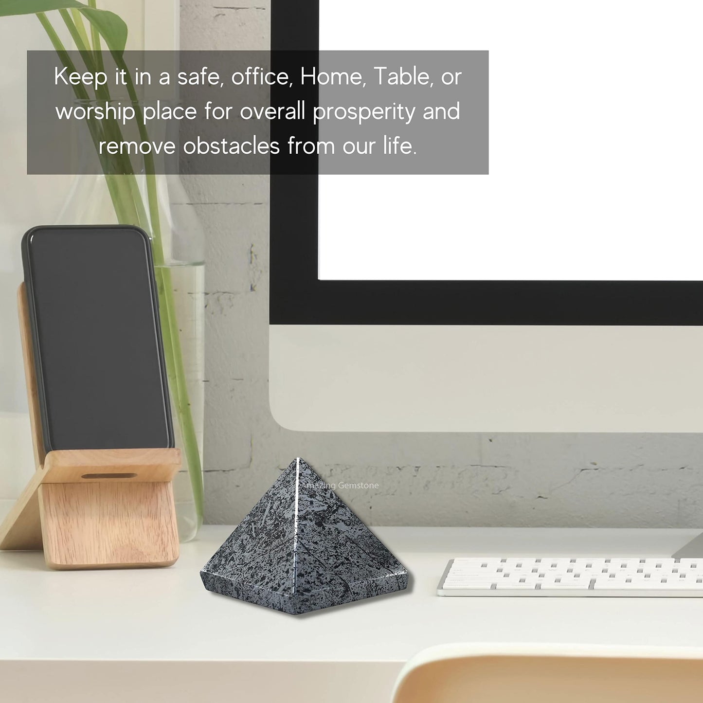 Amazing Gemstone Hematite Pyramid Crystal Healing Stones - 2" Great Pyramid Figurine of Natural Stone Pyramid for Meditation, Reiki, Chakra Balancing and Crystal Pyramids Grid