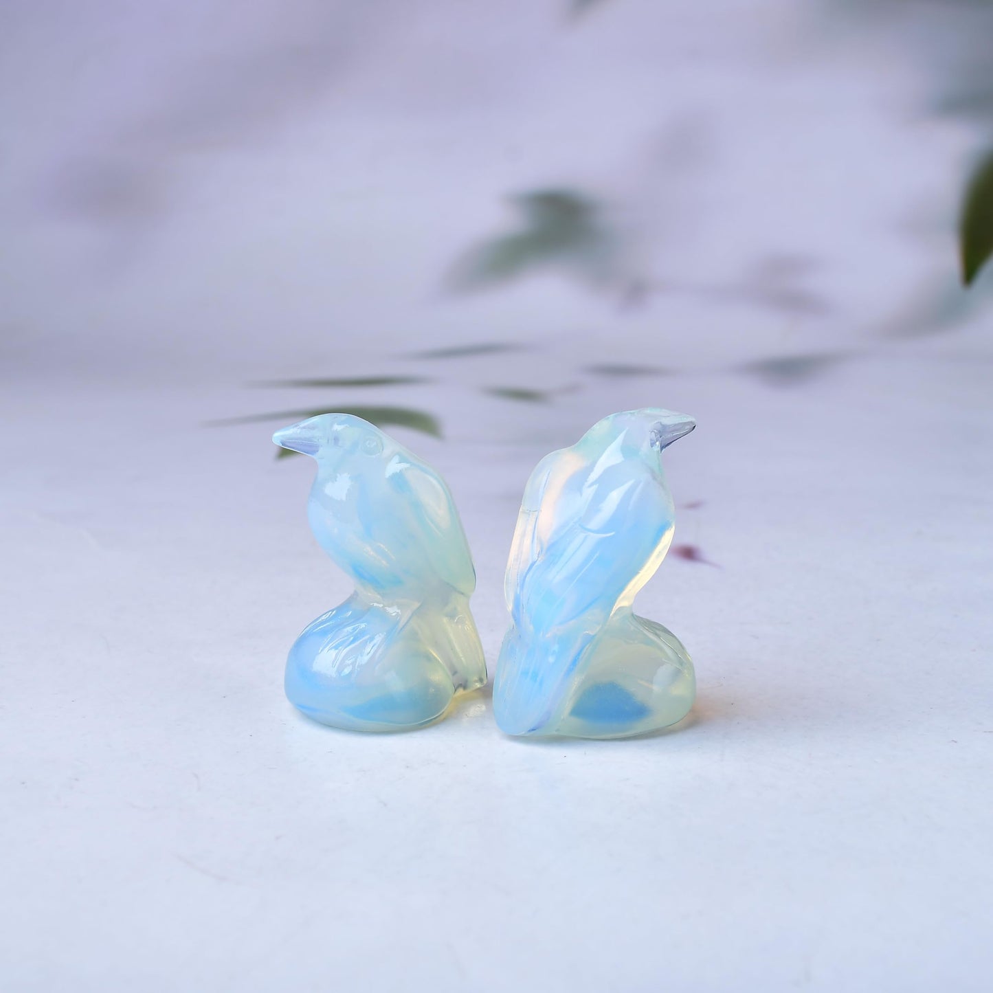 WUYOUSHI Natural Opal Crystal Raven Statue 2" Healing Crystal Handmade Sculpture Lucky Guardian Pocket Statues Reiki Meditation Office Home Decoration Gift