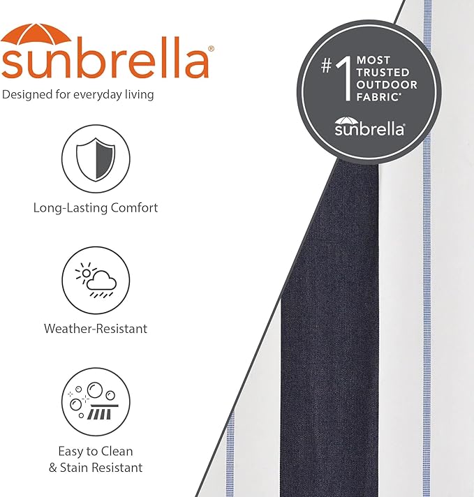 Vivere Double Sunbrella Hammock with Space-Saving Steel Stand, Heavy-Duty Portable Outdoor Hammock Set for Backyard, Patio, or Travel, Harbor