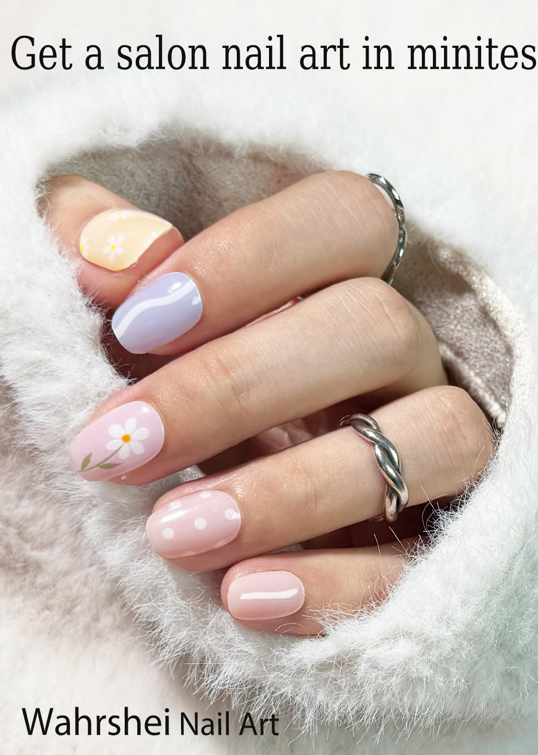 Spring Semi Cured Gel Nail Strips, Flower 20pcs Adhesive UV Sticker, Wraps for Home Manicure DIY