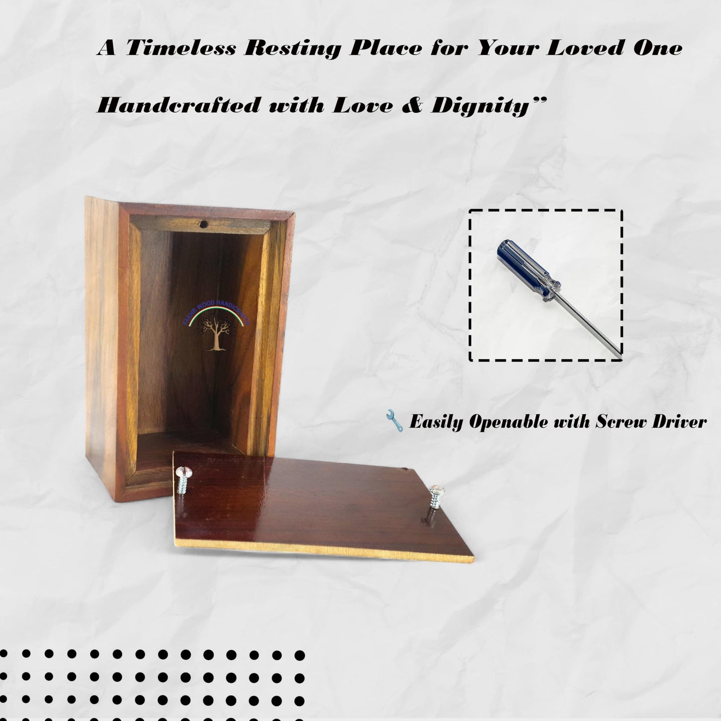 Handcrafted Wooden Urn Box for Human & Pet Ashes – Small Engraved Cremation Memorial Keepsake – Decorative Burial Box for Dogs, Cats, and Loved Ones
