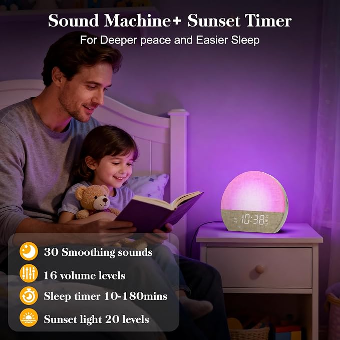 KEPLUG Sunrise Alarm Clock Sound Machine with Dual Alarm for Heavy Sleepers