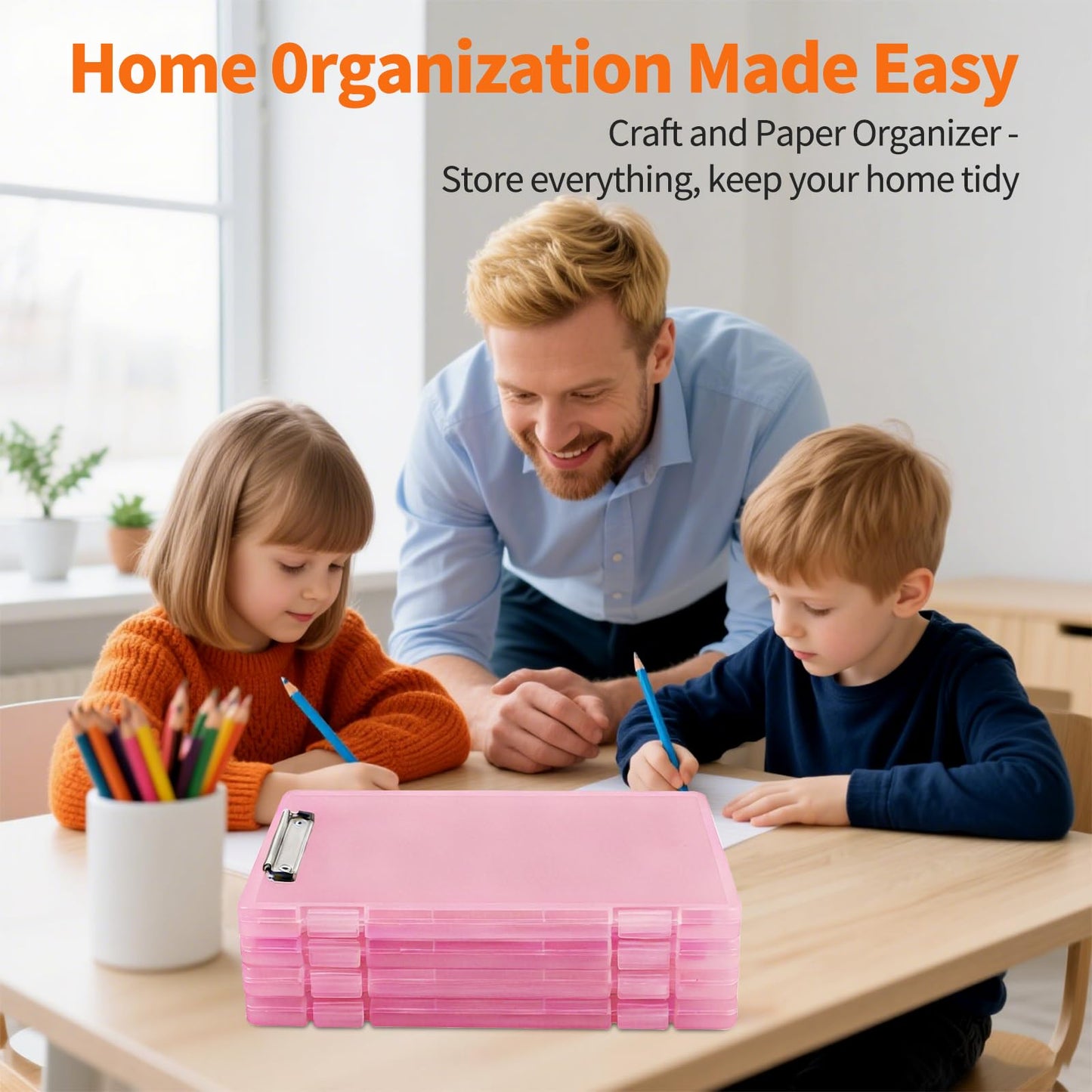 Clipboard with Storage, Clear Pink Plastic Clipboard with Side Opening, Waterproof Foldable Heavy Duty Nursing Clip Board for School & Office, Letter Size/ A4 with Christmas Stickers (Clear Pink)