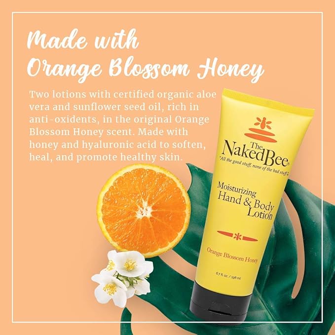The Naked Bee Lip Balm Orange Blossom Honey Grapefruit Blossom Honey and Pomegranate & Honey 0.15oz + Hand and Body Lotion 6.7oz + Coconut Honey + Lip Balm Set Products Cruelty Free