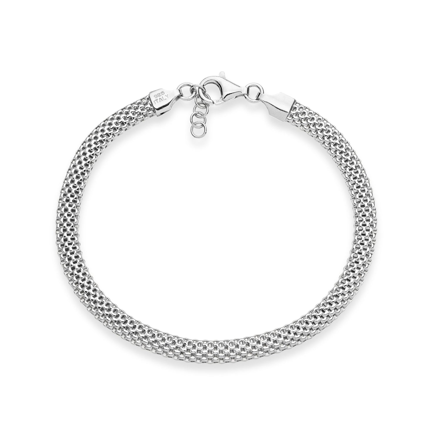 Miabella 925 Sterling Silver Italian 5mm Mesh Link Chain Bracelet for Women, Made in Italy (6.5 Inches)
