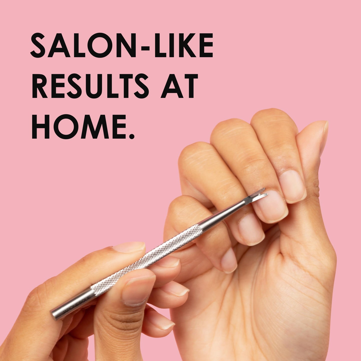 JAPONESQUE Cuticle Pusher and Trimmer Tool for Nails, Stainless Steel Cuticle Remover for Manicure and Pedicure, Dual End Nail Cuticle Pusher and Cutter for Cleaning, Shaping and Removing Dead Skin