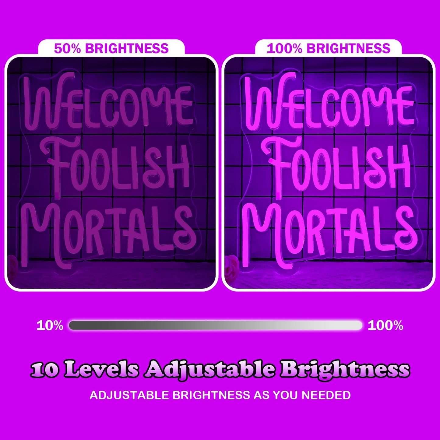 Ajoyferris Halloween Welcome Foolish Mortals Neon Sign Dimmable Gothic Haunted Mansion Led Neon Signs for Wall Decor Spooky Neon Lights for Haunted House Halloween Party Decor
