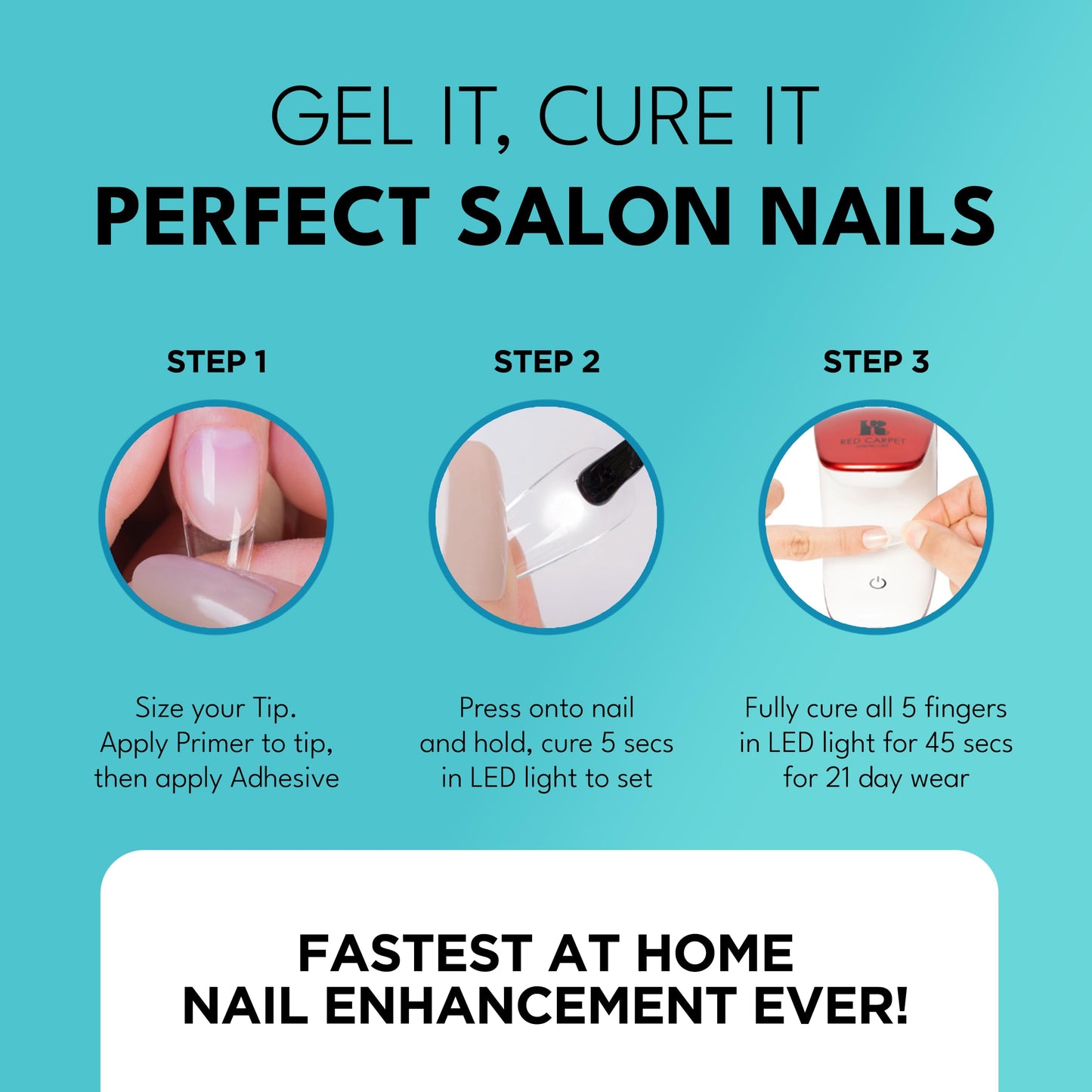 RC Red Carpet Manicure Soft Gel Tips - Full Coverage, Flexible, Break-Resistant, 21-Day Wear, UV/LED Cured Gel Adhesion for Natural Look (Medium Coffin, 110 Count)