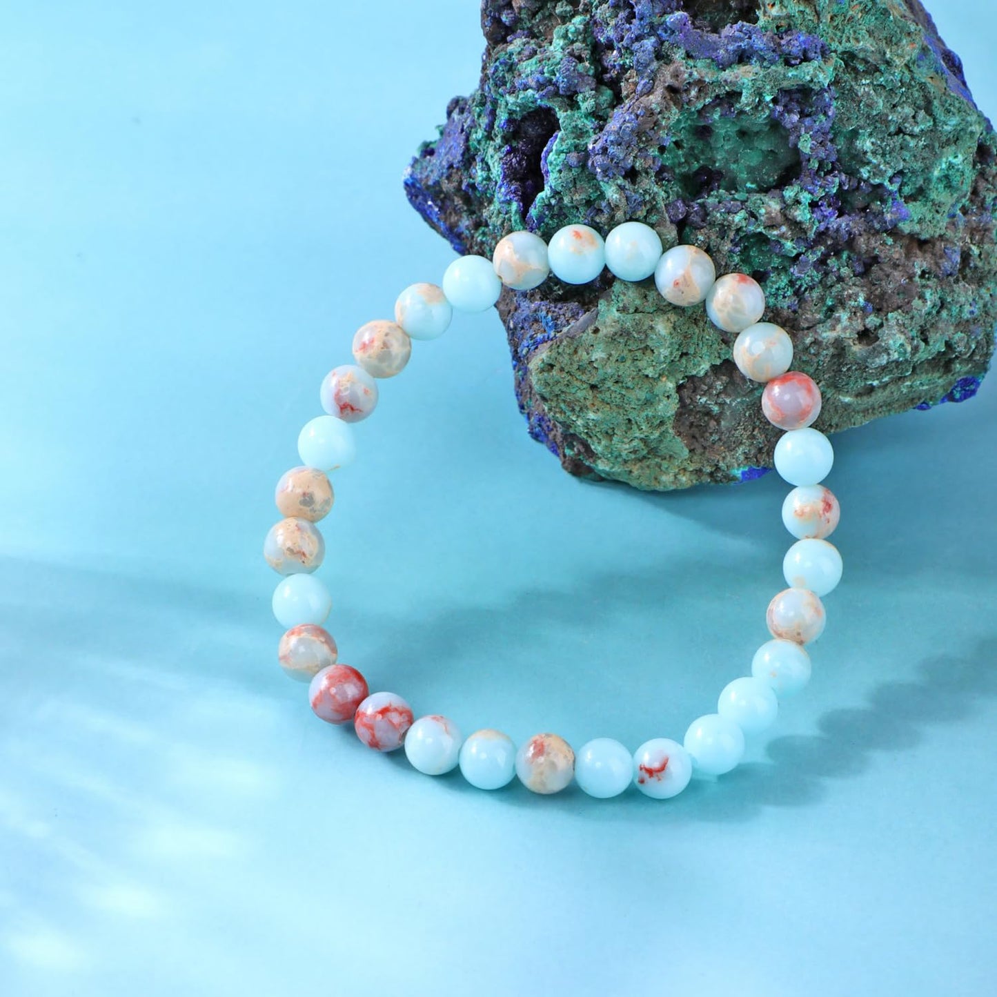Bymitel 6mm Agalmatolite Jasper - Handmade Reiki Gemstone Stretch Bracelet, Natural Beauty & Spiritual Essence, Crystal Healing for Unisex Adults