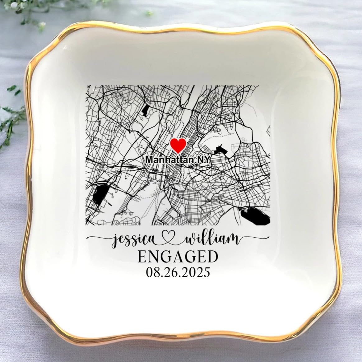 Anniversaree Custom Couple Portrait Polaroid Photo Ring Dish, Personalized Picture Jewelry Holder, Engagement Ring Dish, Wedding Trinket Tray Keepsake Valentines Gift for Her Him Wife Husband