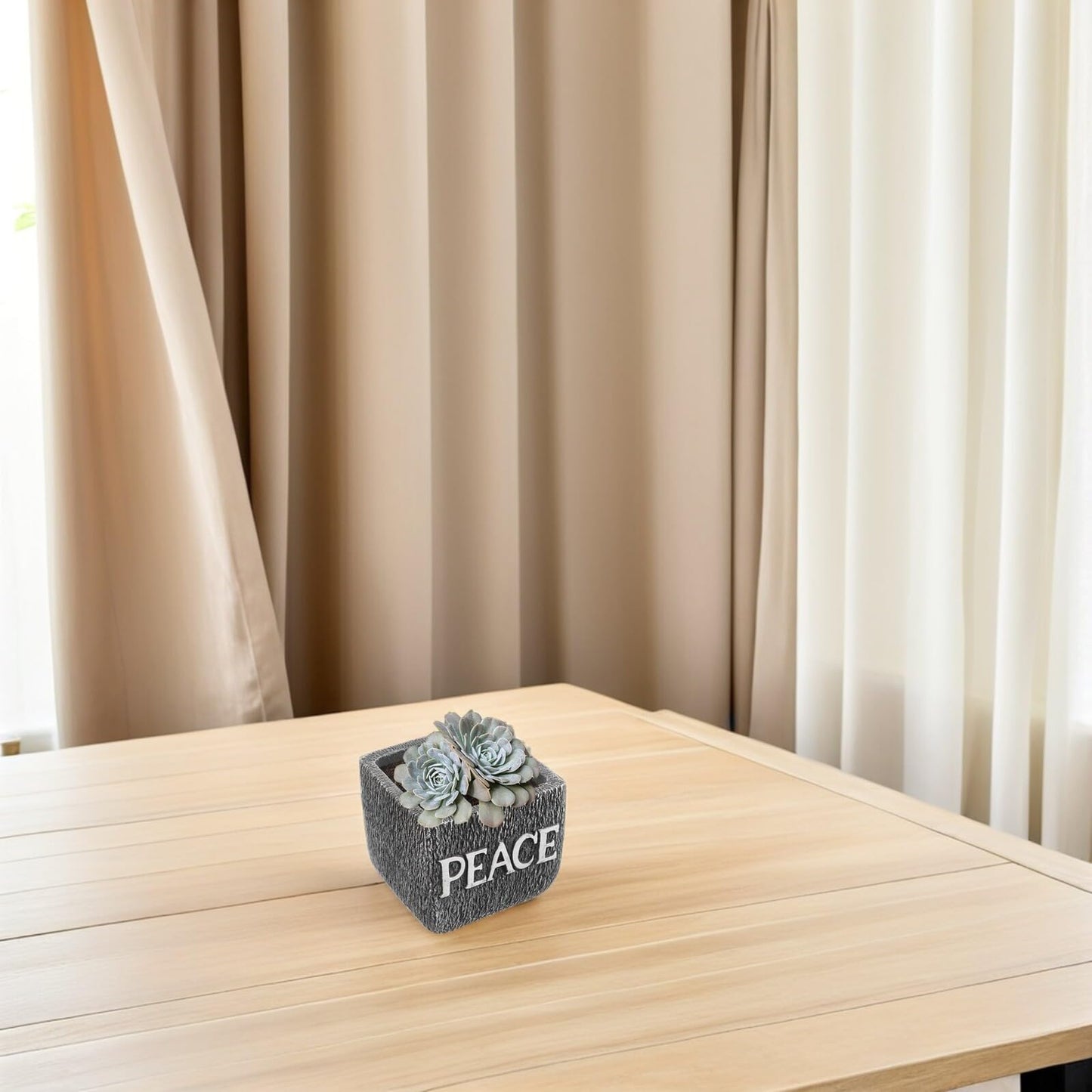 Kisangel Cement Succulent Planter Pot for Indoor Plants, Rustic Concrete Desktop Flower Pot with Dark Grey Finish, Decorative Garden Container Suitable for Office and Home Use