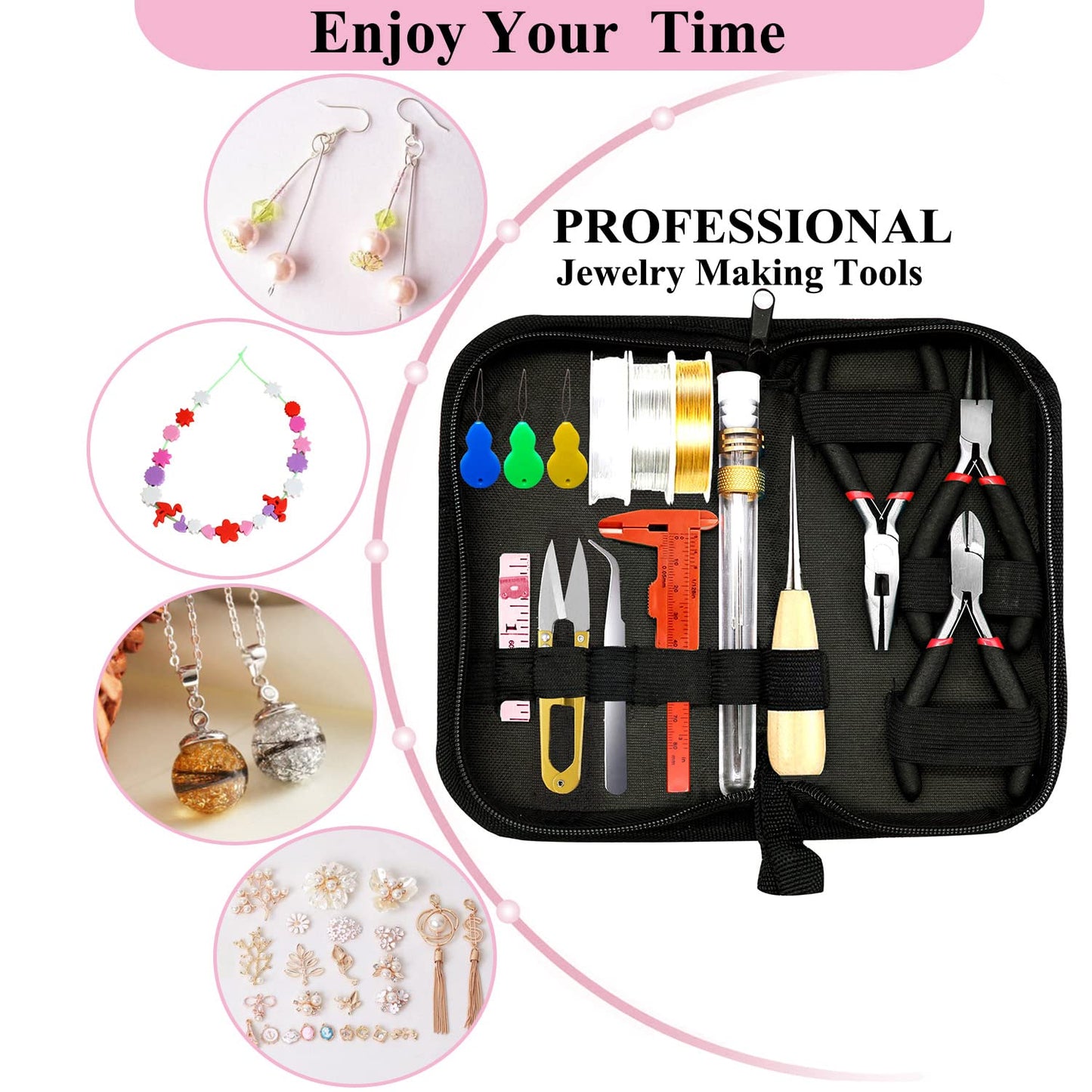 MONVICT Jewelry Making Supplies Kit - 24 + 845 Pcs Jewelry Making Tools for Repair, Crafting, Earring, Ring, and Beading