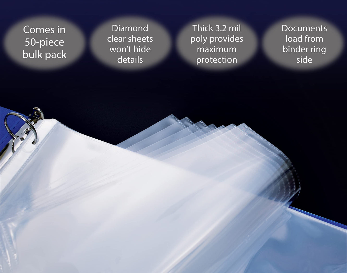 GOLD SEAL 50 Pack 11x17 Inch Heavyweight Diamond Clear Sheet Protectors, Side Loading, Ledger Sheet Protectors,3-Hole Punched