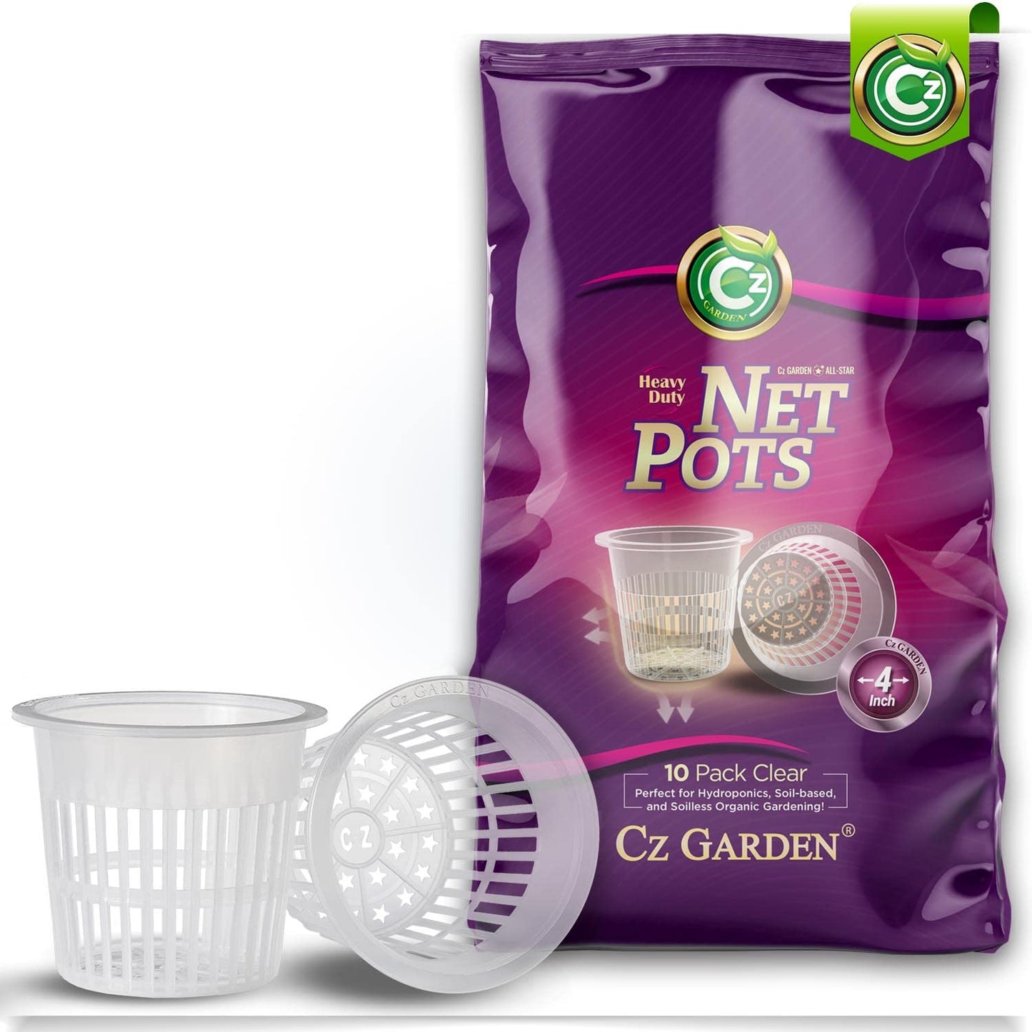 4 inch Orchid Pots | Heavy Duty Net Pots Round Cups - Wide Rim Design • Hydroponics Slotted Mesh (Cz All Star Net Pots – 10 Clear)