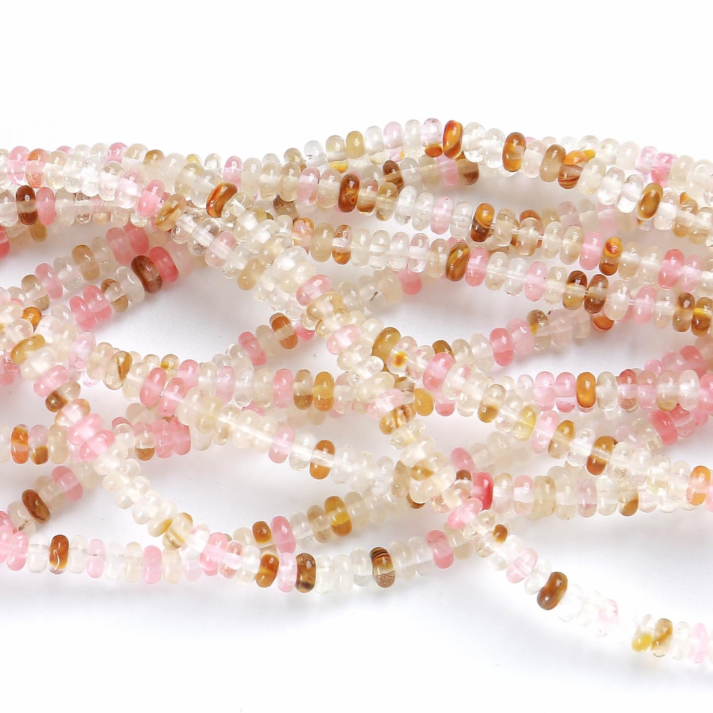 150PCS 2x4mm Natural Watermelon Tourmaline Stone Rondelle Beads Abacus Disk Stone Beads Round Loose Spacer Gemstone for DIY Bracelet Necklace Jewelry Making