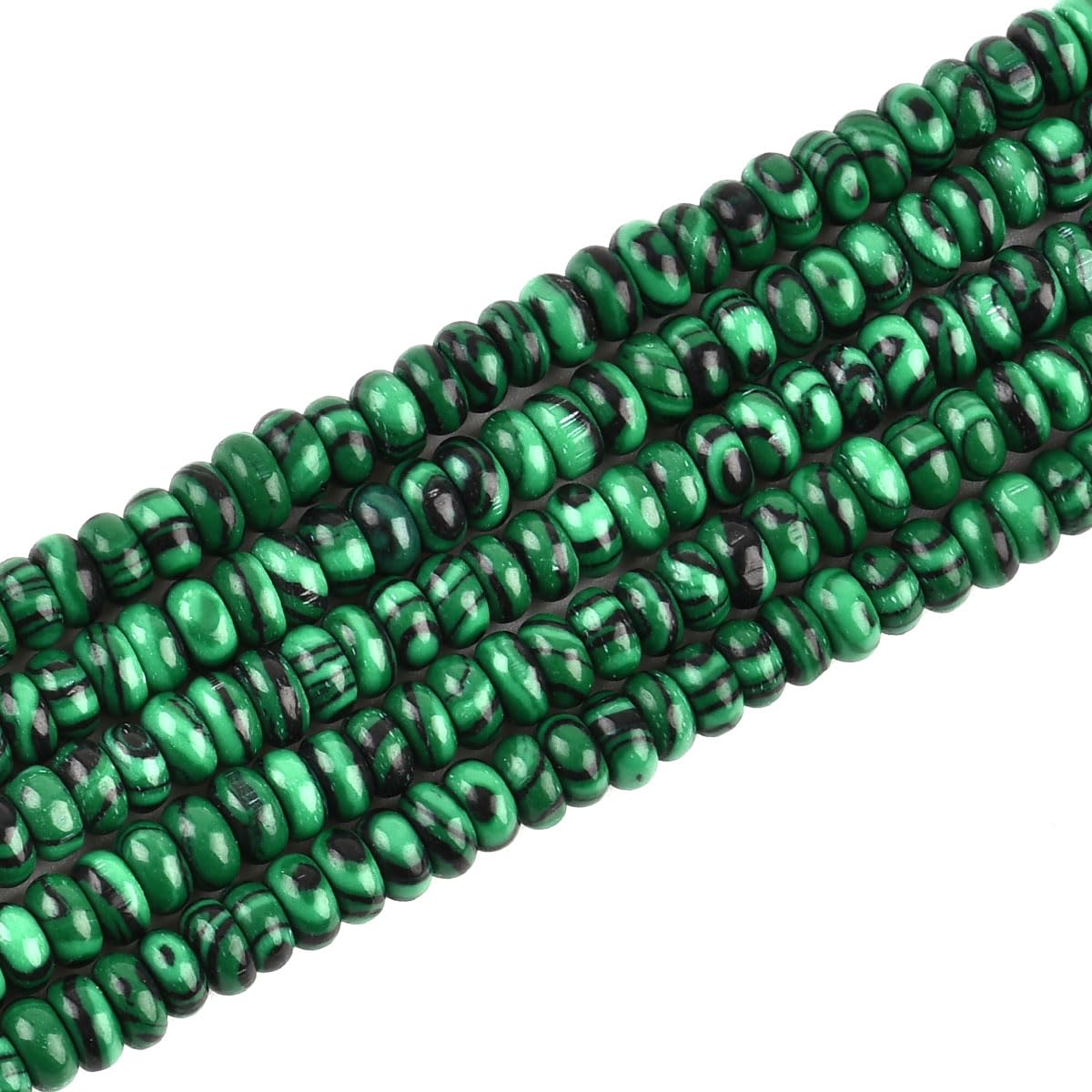 155pcs 4x2mm Synthetic Malachite Disk Rondelle Spacer Stone Semi Precious Gemstone Loose Beads for Jewelry Making 15 Inch