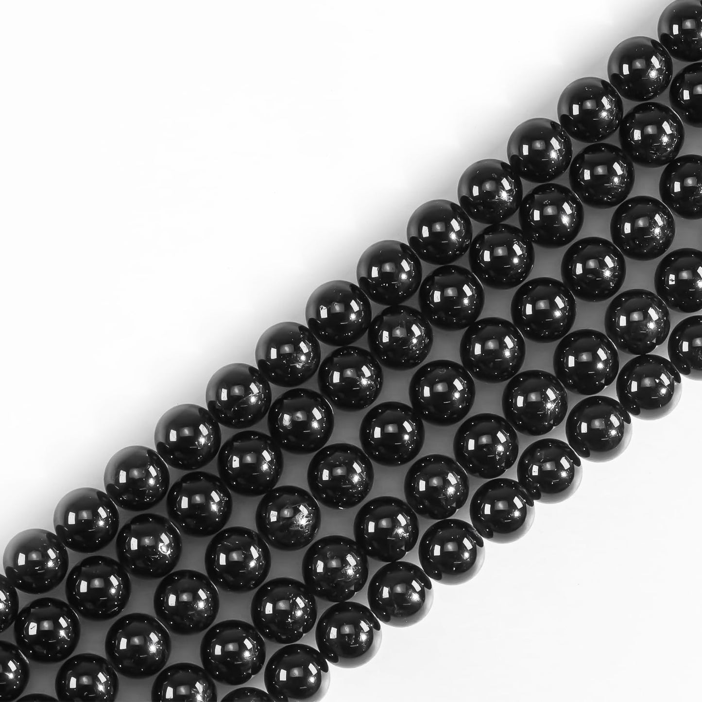 8mm Natural Gemstone Round Black Tourmaline Loose Beads for Jewelry Making DIY Bracelets Necklace (45-48pcs/strand)