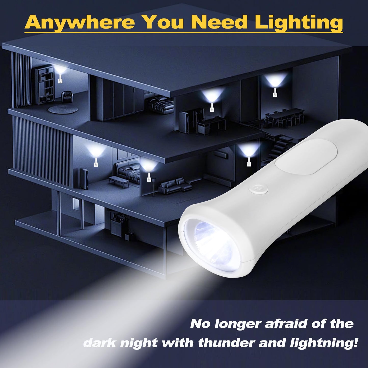 ROSSEX 4 in 1 Emergency Lights for Home Power Failure, 3 Pcs Rechargeable LED Flashlight Plug in Wall, Automatic Turn-On Power Outage Night Light Flashlight for Hurricane Preparedness Items
