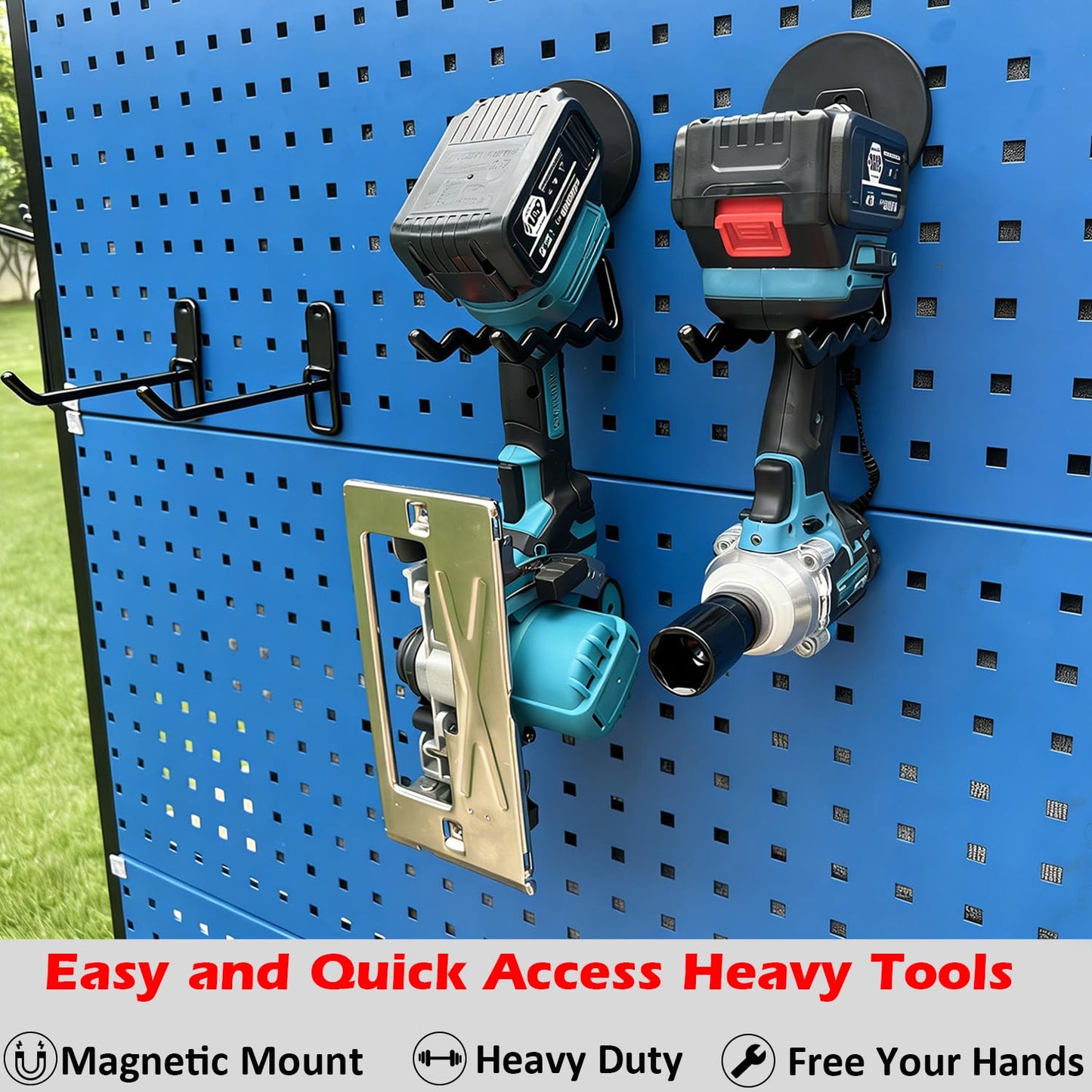 MUTUACTOR Super Power Magnetic Hooks Heavy Duty,2packs Strong Large Magnetic Hooks for Power Tools Organization Heavy Duty Hooks for Cordless Drills Impact Drivers Power Spanners Metal Tool Chest