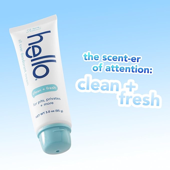 hello Lavender Vanilla and Clean Fresh All Over Deodorant Creams, Aluminum Free, 3 Ounces Each