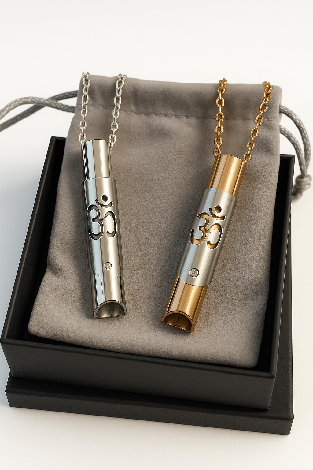 MirMind 2Pcs Breathing Necklace for Stress Relief-Mindful Exhale Tool Anxiety Reduction, Meditation & Relaxation-Stainless Steel Pendant for Deep Mindfulness Breathing-Portable Calm Aid