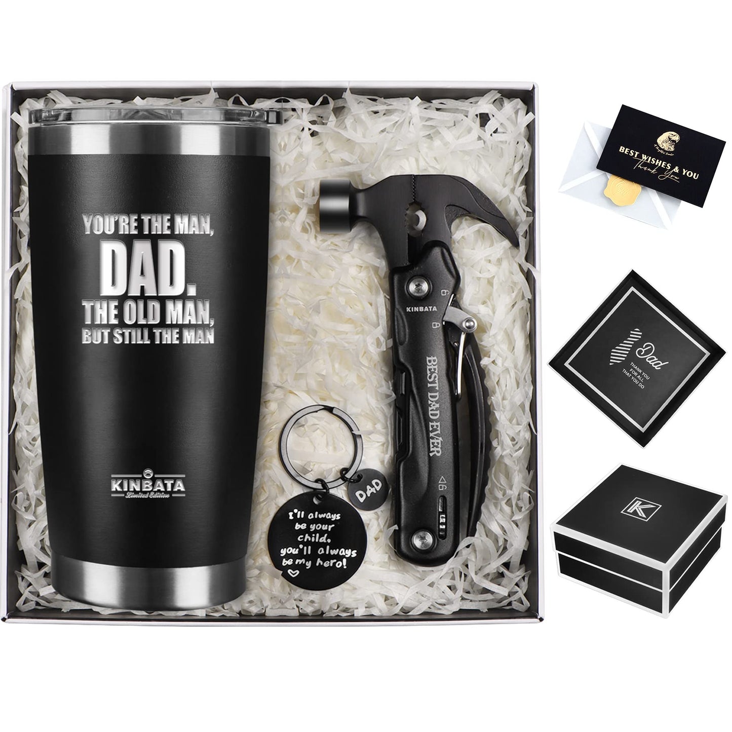 KINBATA Birthday Gift For Dad-Fathers Best Day for Dad Ever Gifts for Men from Daughter Son Wife Personalized Present for Him PaPa Multitool