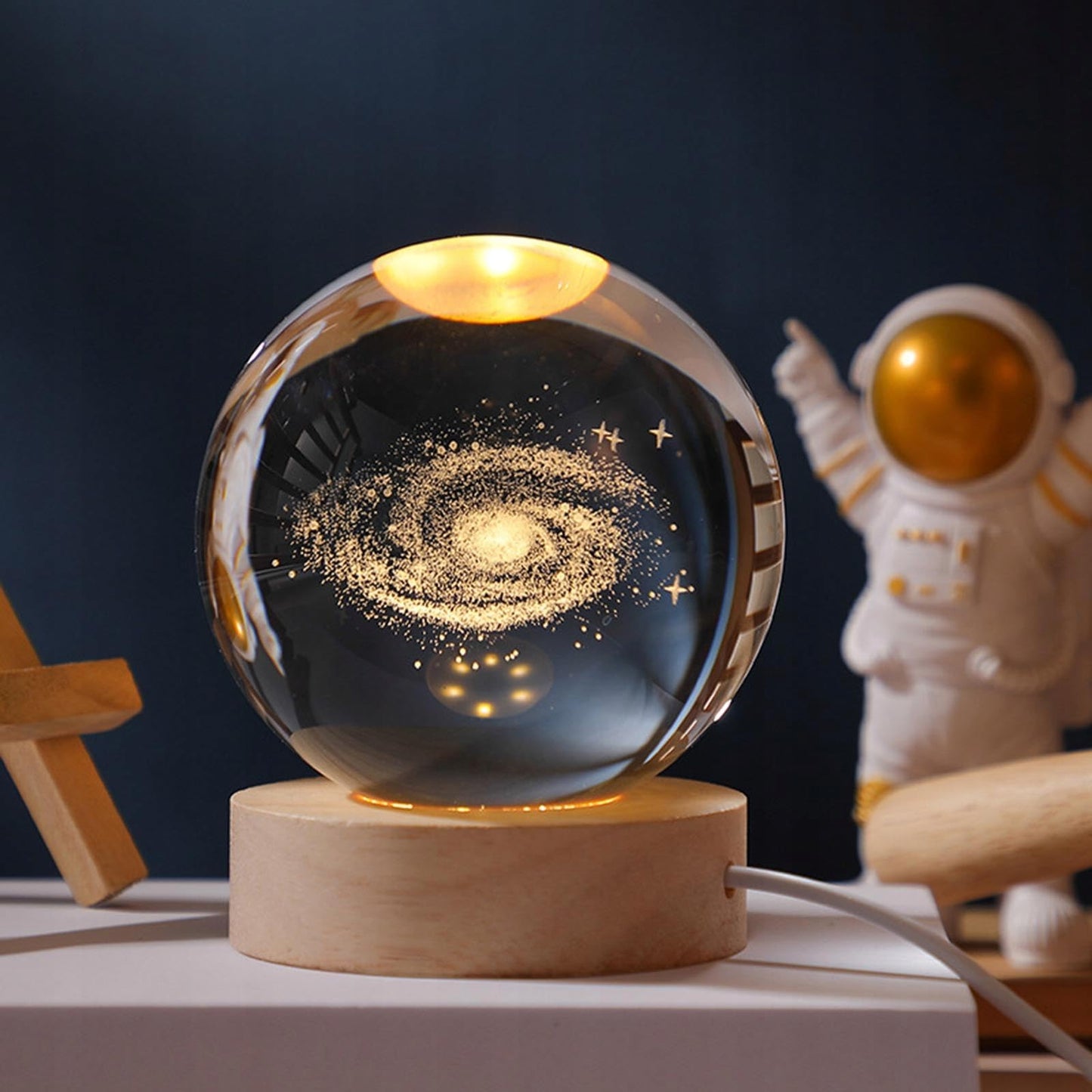 JANARARY 3D Galaxy Crystal Ball Night Light for Gifts with Colorful LED Light Base, Color Changing Light with Remote as a Birthday Gift for Teens Boys and Girls, Galaxy Model
